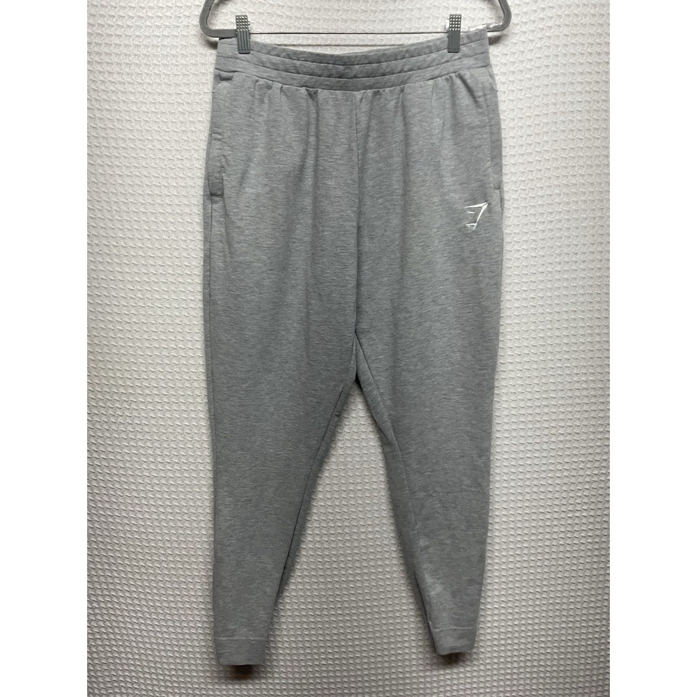 New Gymshark Crest Joggers Men's Size Large Grey White Pants Sweatpants Training